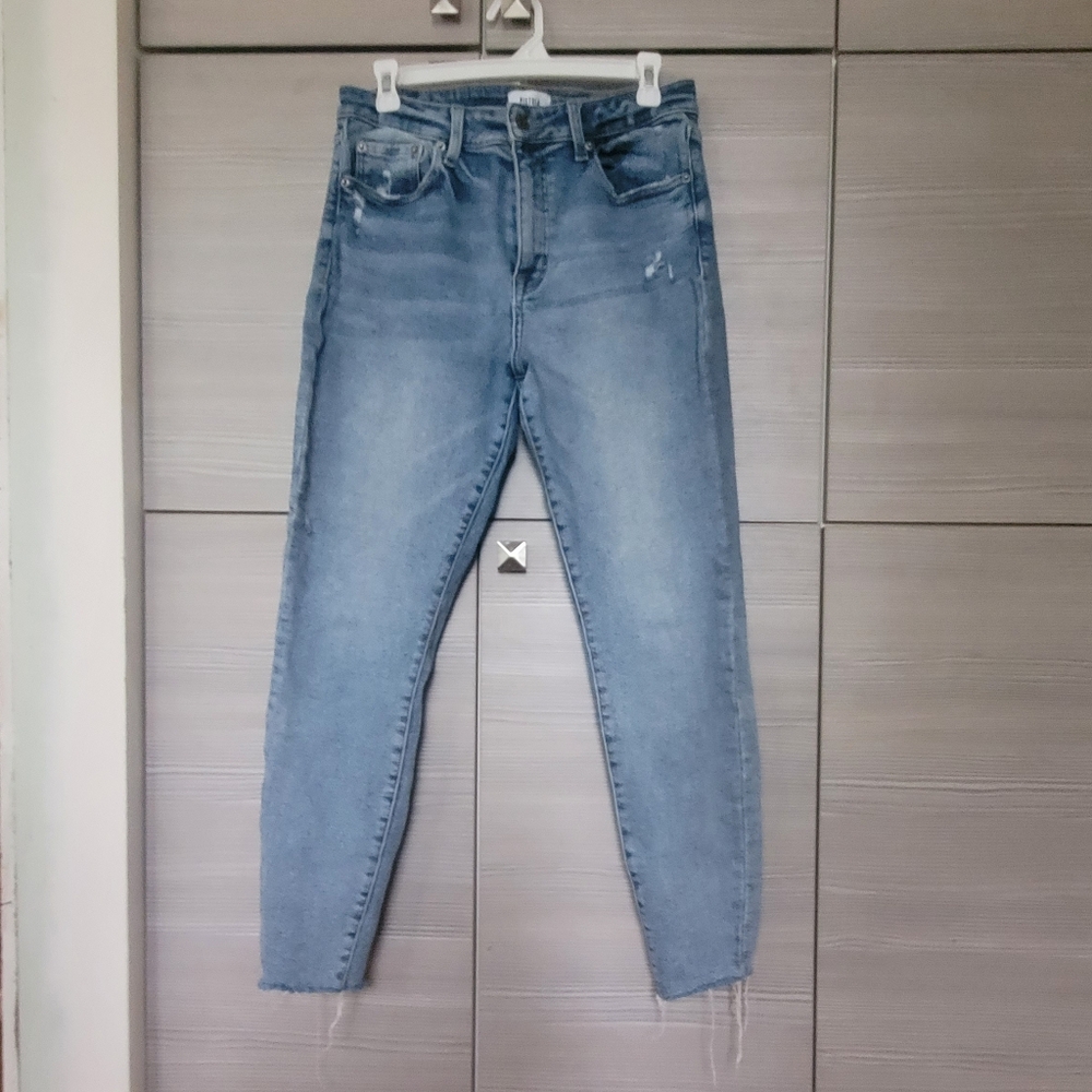 Pistola Stretchy Cropped Ankle jeans,high-rise,raw frayed hem